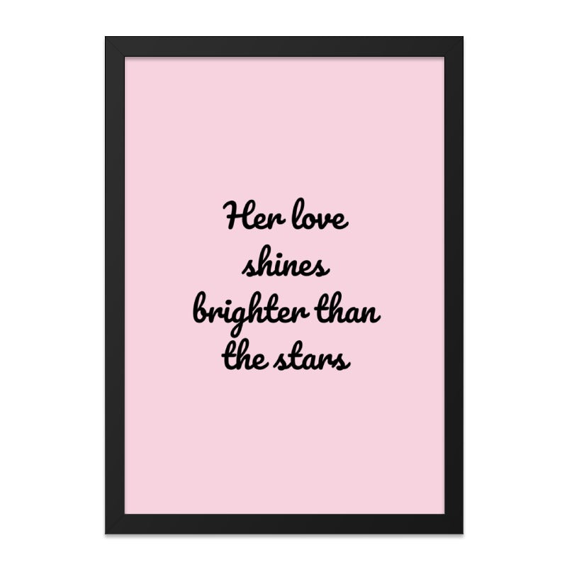 Love Shines Wall Art, Brighter Than Stars, Inspirational Decor, Quote Print, Minimalist Art, Bedroom Decor, Gift for Her, Pink Wall Art - Tawshia