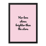Love Shines Wall Art, Brighter Than Stars, Inspirational Decor, Quote Print, Minimalist Art, Bedroom Decor, Gift for Her, Pink Wall Art - Tawshia