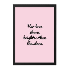 Love Shines Wall Art, Brighter Than Stars, Inspirational Decor, Quote Print, Minimalist Art, Bedroom Decor, Gift for Her, Pink Wall Art - Tawshia