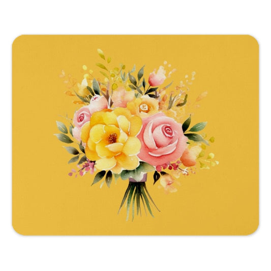 Floral Mouse Pad, Watercolor Roses Bouquet, Botanical Desk Accessory, Yellow Office Decor, Flower Lover Gift, Cute Mousepad, PC Gaming - Tawshia