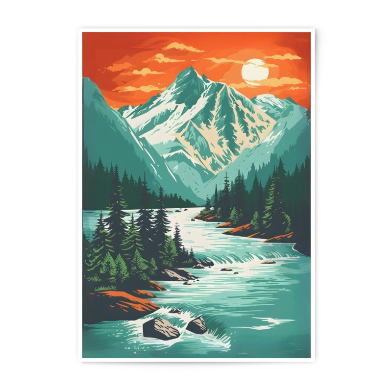 Mountain River Photographic Print, Landscape Art Print, Nature Wall Art, Scenic Photo Print, Home Decor, Gift Idea - Tawshia