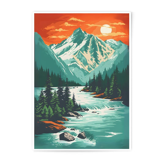 Mountain River Photographic Print, Landscape Art Print, Nature Wall Art, Scenic Photo Print, Home Decor, Gift Idea - Tawshia