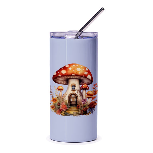Mushroom House Tumbler, Cottagecore Design, Fantasy Tumbler, Whimsical Gift, Cute Tumbler, Unique Tumbler Design, Fun Drinkware, Fall - Tawshia