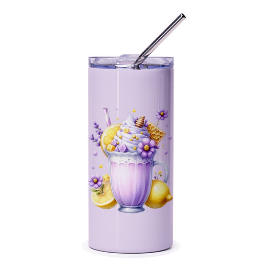 Lavender Lemonade Tumbler, Floral Tumbler, Unique Drinkware, Purple Tumbler, Summer Drink Tumbler, Beverage Container, Gift for Her - Tawshia