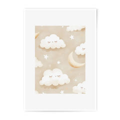 Dreamy Clouds Photographic Print, Nursery Decor, Sleepy Clouds Art, Moon and Stars, Baby Room Art, Calming Art Print - Tawshia