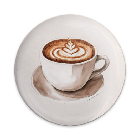 Latte Art Pinback Button, Coffee Lover Badge, Watercolor Drink Button, Caffeine Addict Gift, Cute Coffee Pin Button, Coffee Cup Pinback - Tawshia