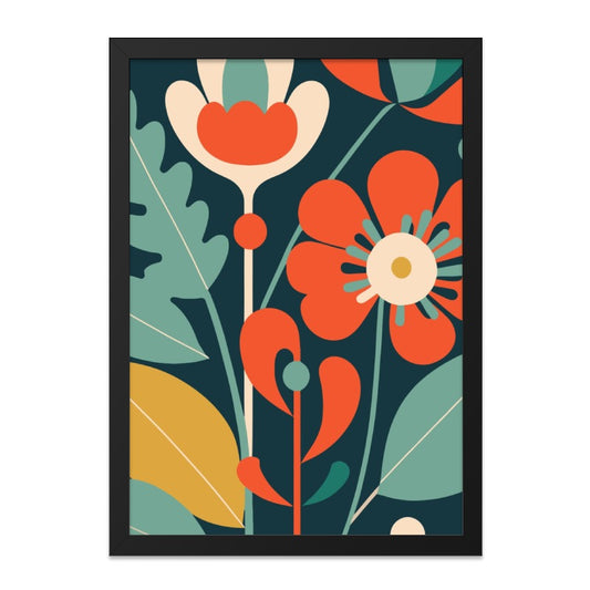 Retro Floral Wall Art, Abstract Flower Print, 70s Inspired Art, Bold Botanical Decor, Mid Century Modern Wall Decor, Colorful Home Art - Tawshia