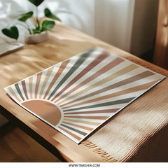 Retro Sun Photographic Print, 70s Inspired Wall Art, Bohemian Home Decor, Sunset Print, Sunrise Art, Neutral Colors - Tawshia