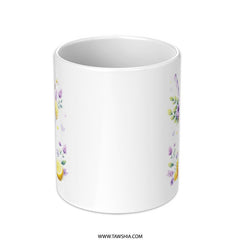 Lemon Lavender Latte Mug, Floral Coffee Cup, Unique Tea Mug, Cute Drinkware, Aesthetic Mug, Gift for Her, Whimsical Watercolor Mug - Tawshia