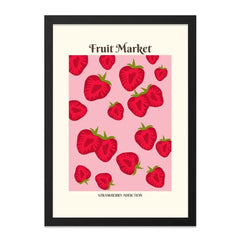 Strawberry Wall Art, Fruit Market Print, Strawberry Addiction, Kitchen Decor, Pink Wall Art, Berry Art, Foodie Gift, Modern Wall Decor - Tawshia