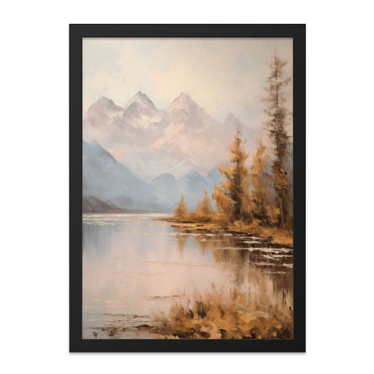 Mountain Lake Wall Art, Landscape Painting Print, Scenic Nature Art, Serene Lake Scene, Mountain Wall Decor, Home Decor, Wall Hanging - Tawshia
