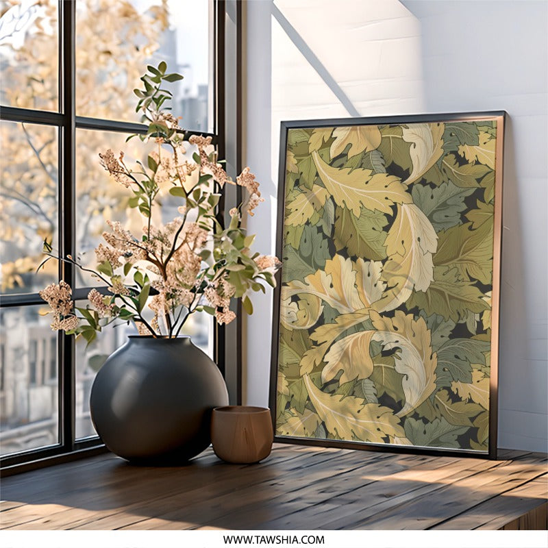 Autumn Leaves Wall Art, Botanical Print, Leaf Pattern Decor, Nature Inspired Art, Framed Wall Art, Foliage Wall Decor, Autumnal Home Decor - Tawshia