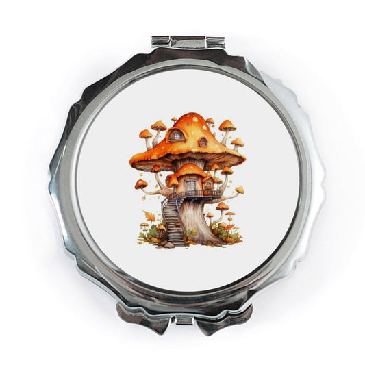 Mushroom House Pocket Mirror, Cottagecore Decor, Fairycore Mirror, Whimsical Makeup Mirror, Fungi Lover Gift, Travel Mirror, Cute Pocket - Tawshia