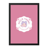 Cute Anime Wall Art, Hello There Print, Kawaii Decor, Stay Cute, Sparkly Art, Nursery Decor, Pink Wall Art, Manga Girl Art - Tawshia