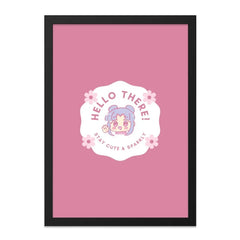 Cute Anime Wall Art, Hello There Print, Kawaii Decor, Stay Cute, Sparkly Art, Nursery Decor, Pink Wall Art, Manga Girl Art - Tawshia