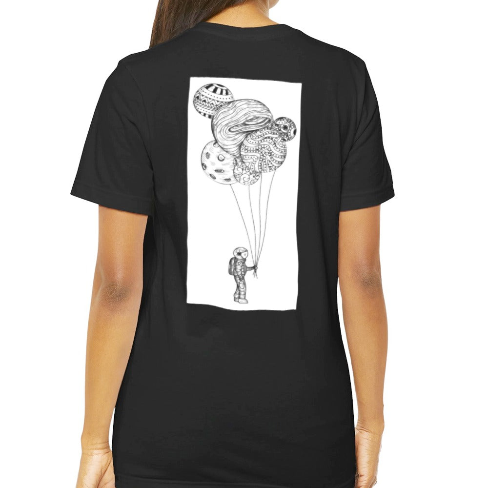 Artistic Astronaut with Balloons Print T-shirt product type