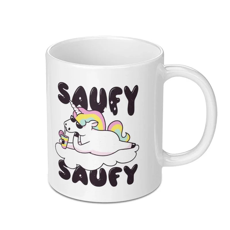 Cute Unicorn with Sunglasses White Ceramic Mug product type