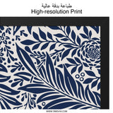 Indigo Floral Wall Art, Botanical Print, Navy Blue Foliage Decor, Modern Home Art, Elegant Nature Inspired Artwork, Living Room Decoration - Tawshia