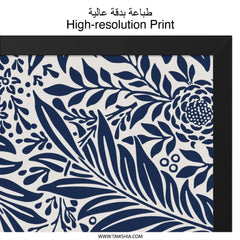 Indigo Floral Wall Art, Botanical Print, Navy Blue Foliage Decor, Modern Home Art, Elegant Nature Inspired Artwork, Living Room Decoration - Tawshia