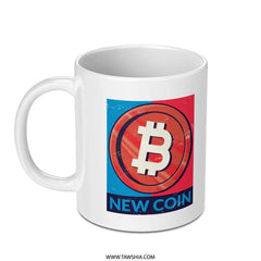 New Coin Bitcoin Logo White Coffee Mug Product