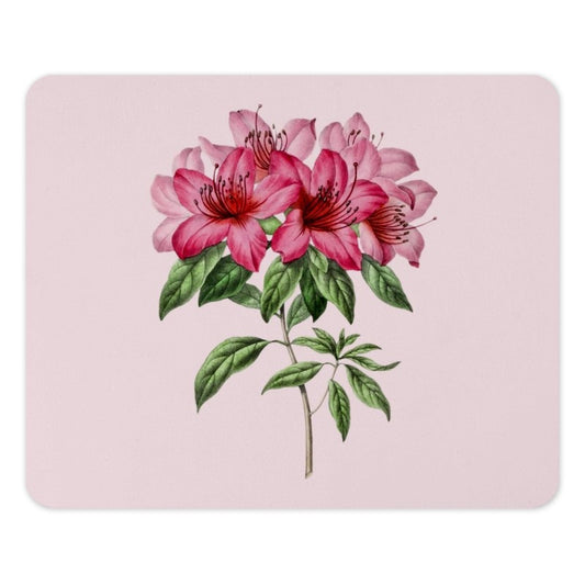 Floral Mouse Pad, Pink Azalea, Vintage Botanical Art, Office Decor, Desk Accessory, Flower Mousepad, Gift Idea, Computer Accessory - Tawshia