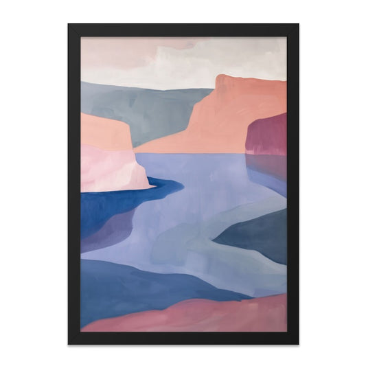 Abstract Landscape Wall Art, Modern River Painting Print, Coastal Scenery Artwork, Minimalist Home Decor, Calm Nature Illustration - Tawshia