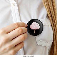 Pink Blossom Tree Pinback Button, Floral Tree Button Badge, Spring Tree Design, Aesthetic Tree Pin, Sakura Tree Badge, Cute Tree Pin - Tawshia