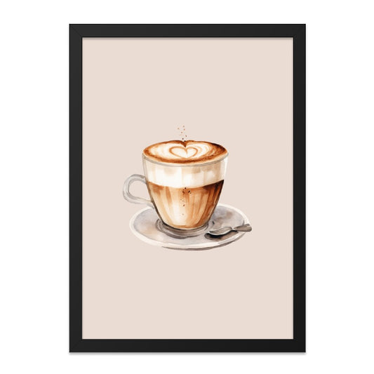 Coffee Cup Watercolor Wall Art, Latte Art Print, Kitchen Decor, Coffee Lover Gift, Cappuccino Heart Design, Cafe Art, Modern Home Wall Decor - Tawshia