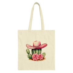 Pink Cowboy Hat Tote Bag, Cactus Design Tote, Western Style Bag, Trendy Shopping Bag, Everyday Tote Bag, Gift Idea - Tawshia