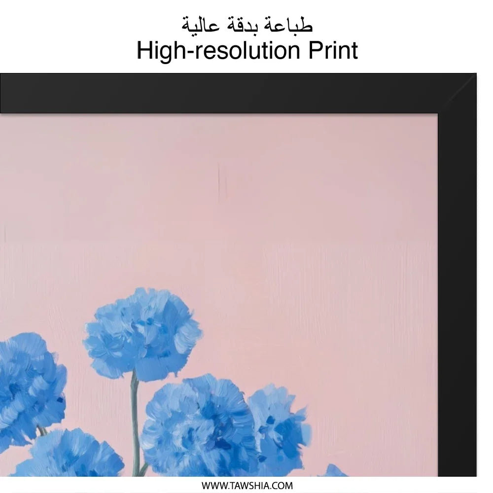 Blue Flowers Still Life Wall Art, Floral Painting Print, Vase Art Print, Contemporary Art, Home Decor, Pink and Blue Art, Modern Floral Art - Tawshia