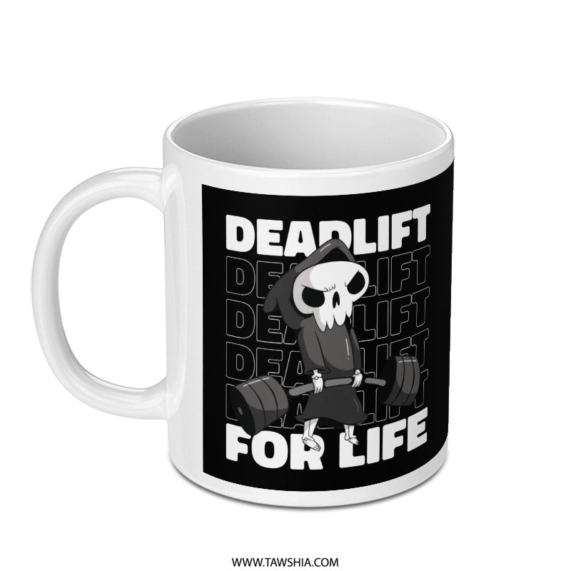 Deadlift For Life Cool Black and White Mug product type