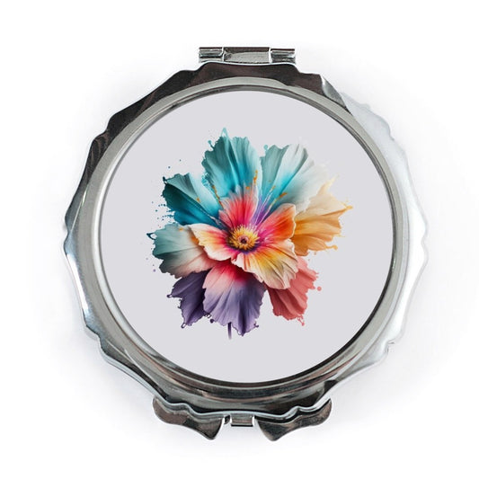 Colorful Flower Pocket Mirror, Floral Handbag Mirror, Compact Mirror, Makeup Mirror, Gifts for Her, Bloom Pocket Mirror - Tawshia