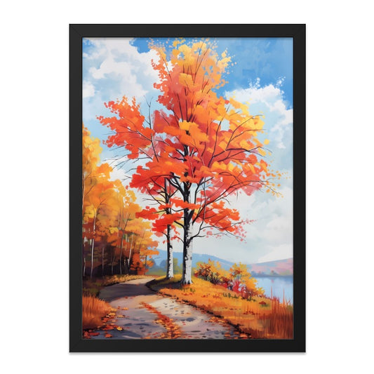 Autumn Trees Wall Art, Fall Foliage Print, Landscape Painting, Colorful Trees Decor, Nature Scenery Wall Decor, Seasonal Art Print - Tawshia