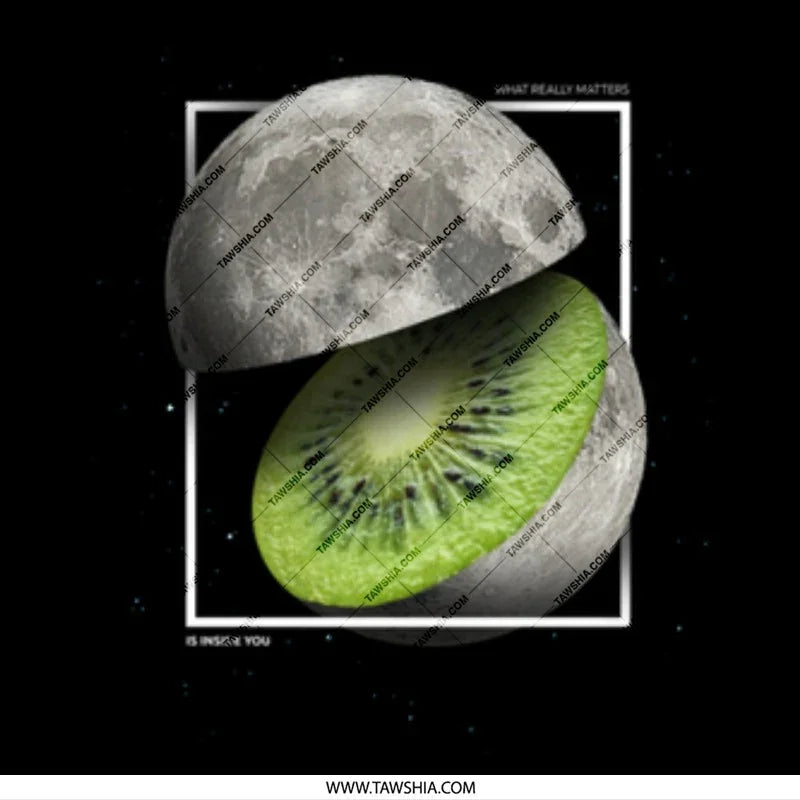 Moon and Kiwi Slice Creative Aesthetic Art product