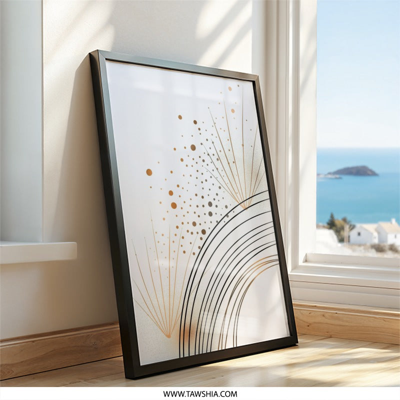 Abstract Gold Circles Wall Art, Modern Minimalist Print, Geometric Artwork, Elegant Home Decor, Contemporary Design, Wall Decor - Tawshia