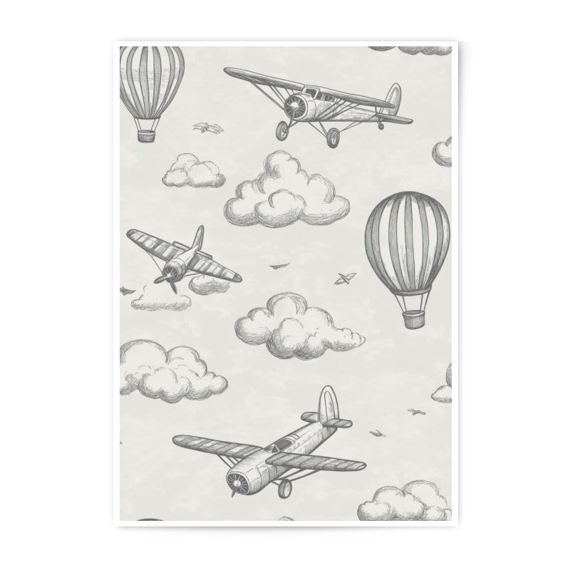 Airplane Balloon Print, Aviation Art Photographic Print, Nursery Decor, Sky Theme Art, Airplane Wall Decor, Adventure Awaits, Airplane Decor - Tawshia