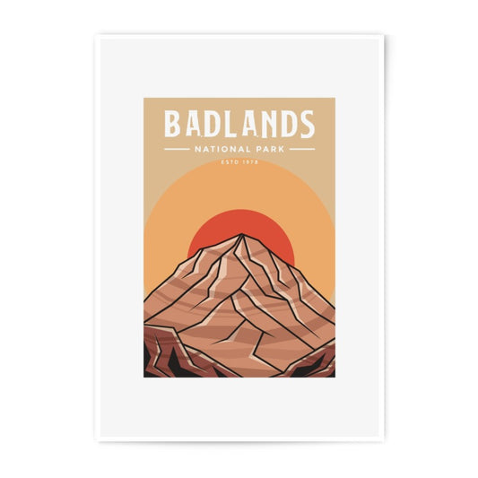 Badlands National Park Photographic Print, Mountain Range Art Print, Retro Travel Poster, Landscape Photography, Wall Decor, Home Decor - Tawshia
