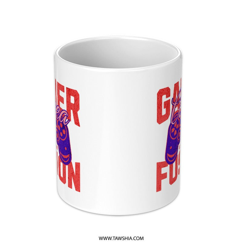 Gamer Fuel Cup Red Text Design Vibrant White Mug product