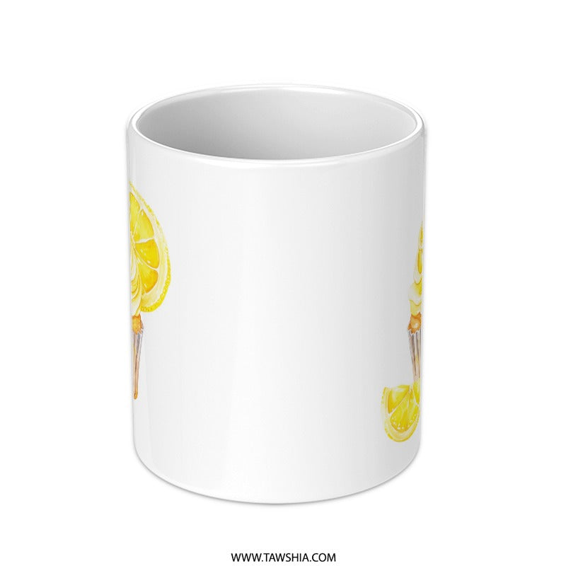 Lemon Cupcake Mug, Watercolor Food Art, Baking Lover Gift, Dessert Coffee Cup, Unique Drinkware, Kitchen Decor, Sweet Treat Mug - Tawshia