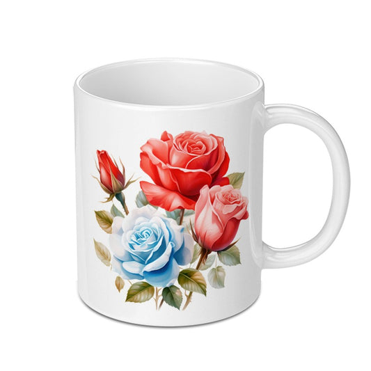 Floral Mug, Rose Bouquet Mug, Colorful Roses Mug, Gift Idea, Pretty Mug, Flower Mug, Unique Coffee Mug, Tea Mug, Decorative Mug - Tawshia