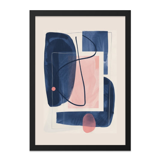 Abstract Shapes Wall Art, Geometric Print, Modern Art, Pink Blue Wall Decor, Contemporary Art, Minimalist Artwork, Home Decor Gift - Tawshia