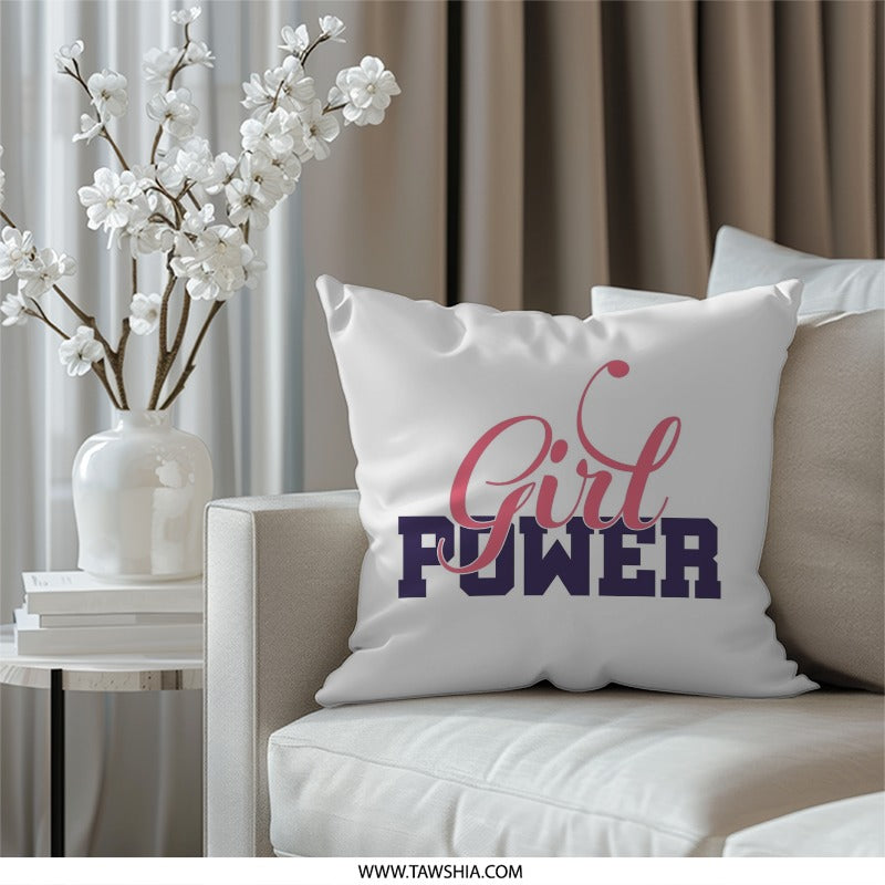 Girl Power Pillow, Empowerment Pillow, Girls Room Decor, Feminist Gift, Trendy Pillow Cover, Decorative Pillow, Dorm Decor, Gift for Her - Tawshia