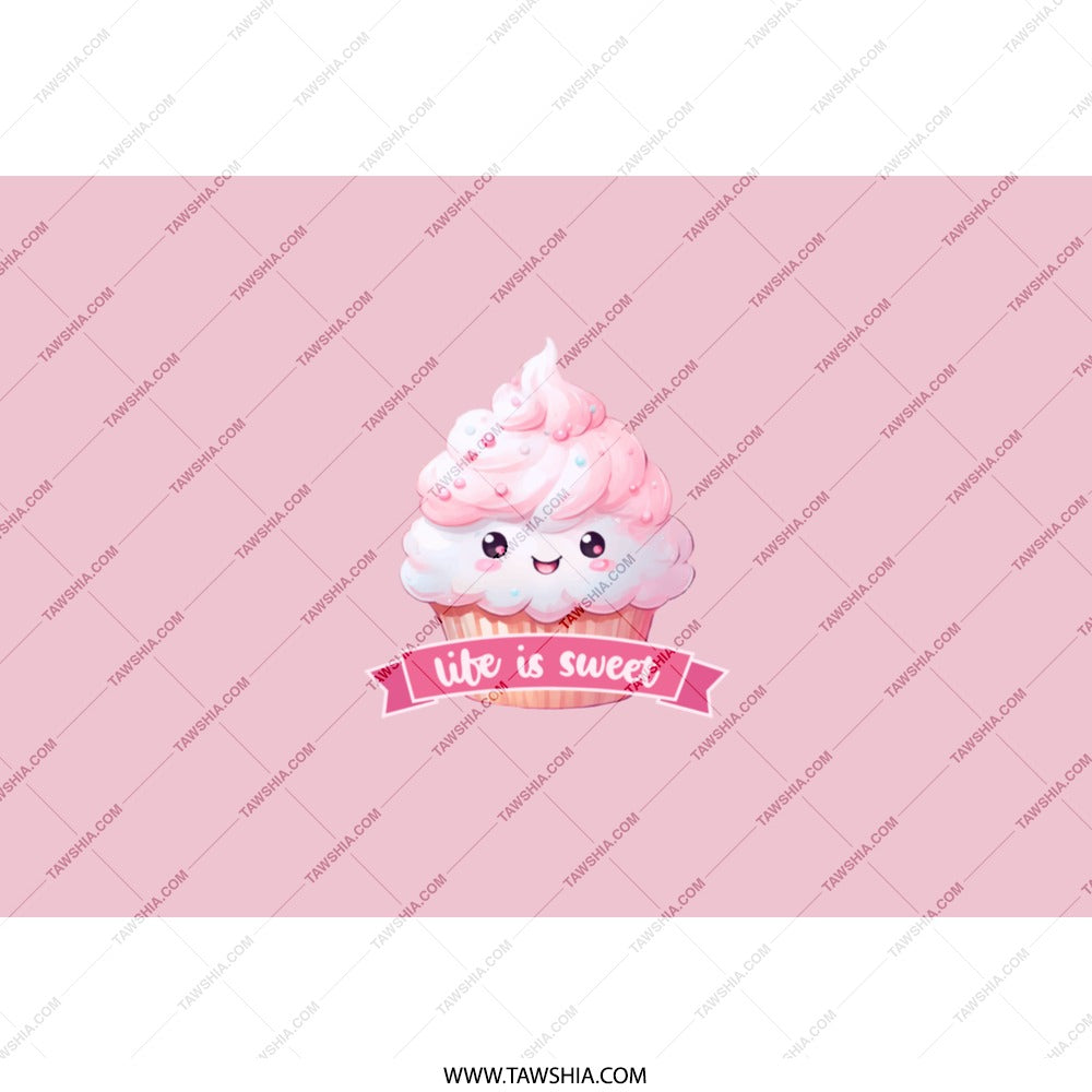 Cute Cupcake Tumbler, Life is Sweet, Pink Tumbler, Kawaii Food Tumbler, Gift for Baker, Dessert Lover Gift, Fun Tumbler, Coffee Tumbler - Tawshia