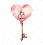Heart Key Mug, Romantic Mug, Watercolor Heart, Key to my Heart, Coffee Lover, Gift for Her, Valentine's Day Gift, Unique Mug - Tawshia