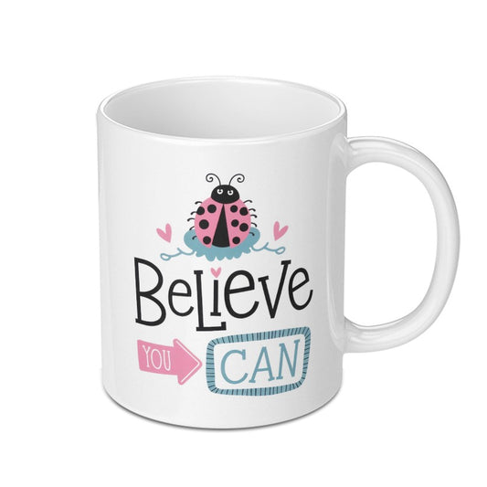Believe You Can Mug, Cute Ladybug Mug, Motivational Mug, Inspirational Mug, Positive Affirmation Mug, Gift for Her, Coffee Mug - Tawshia