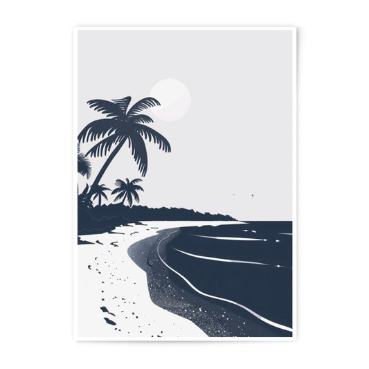 Tropical Beach Photographic Print, Palm Tree Art, Coastal Decor, Minimalist Seascape, Vacation Vibes, Summer Wall Art, Island Getaway - Tawshia