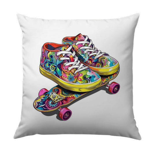 Colorful Skate Shoes Pillow, Artistic Skateboard Design, Unique Home Decor, Vibrant Accent Pillow, Skater Gift Idea, Trendy Room Pillow - Tawshia