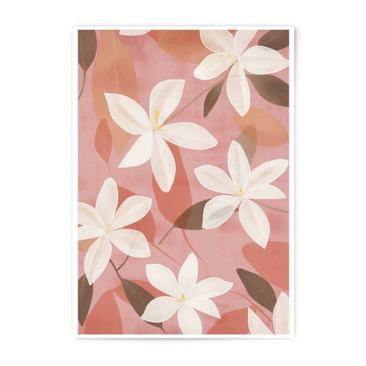 Floral Photographic Print, Flower Wall Art, Botanical Art Print, White Flowers, Pink Background, Home Decor, Floral Art, Minimalist Print - Tawshia