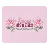 Pink Roses Mouse Pad, Floral Art, Gift for Her, Roses are a Girl's Best Friend Mousepad, Cute Office Decor, Gaming Accessories - Tawshia