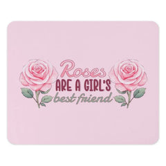 Pink Roses Mouse Pad, Floral Art, Gift for Her, Roses are a Girl's Best Friend Mousepad, Cute Office Decor, Gaming Accessories - Tawshia